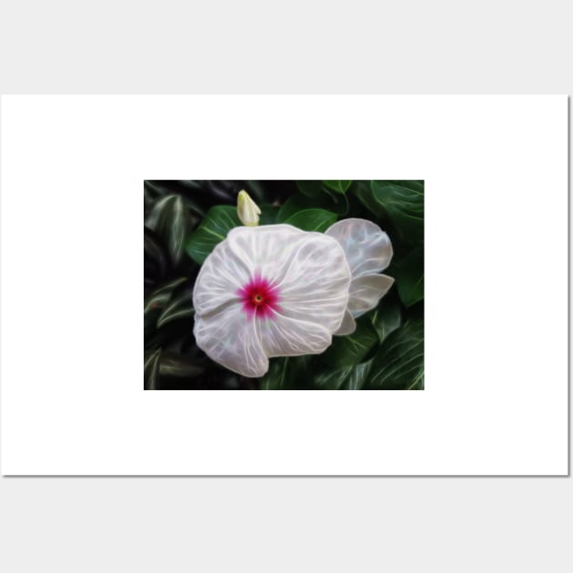small delicate periwinkle white flower with scarlet center Wall Art by mister-john